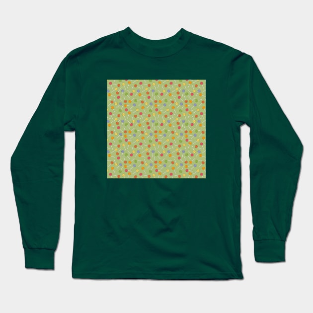 Happy Lollipop Sugar Candy Pattern - Green Long Sleeve T-Shirt by PrintablesPassions